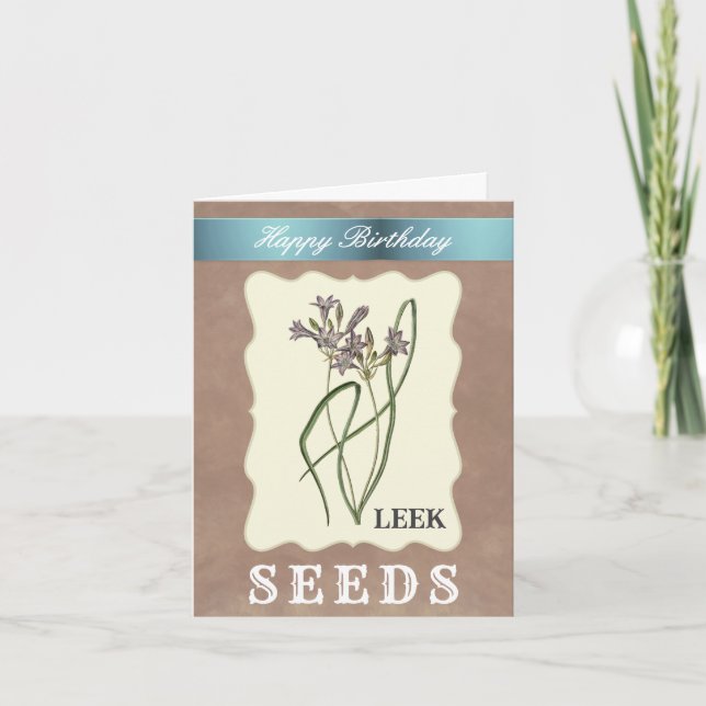 Tarjeta de cumpleaños de jardinería rústica con so (Anverso)