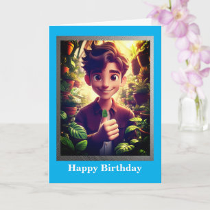 Tarjeta de cumpleaños de jardinero, tarjeta plegad