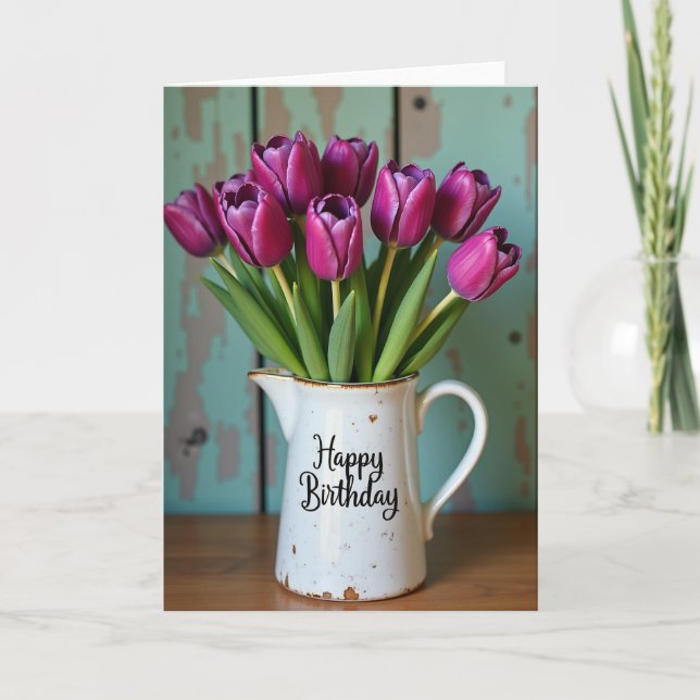 Tarjeta de cumpleaños de jarra rústica (Anverso)