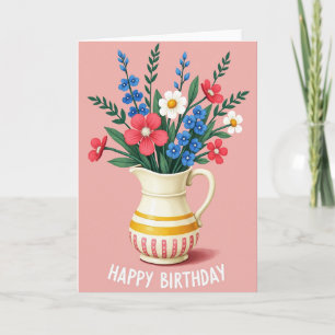 Tarjeta de cumpleaños de jarra vibrante