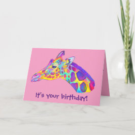 Tarjeta de cumpleaños de jirafa colorida