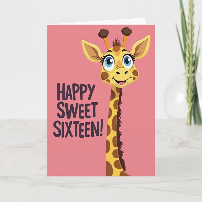 Tarjeta de cumpleaños de jirafa juguetona (Anverso)