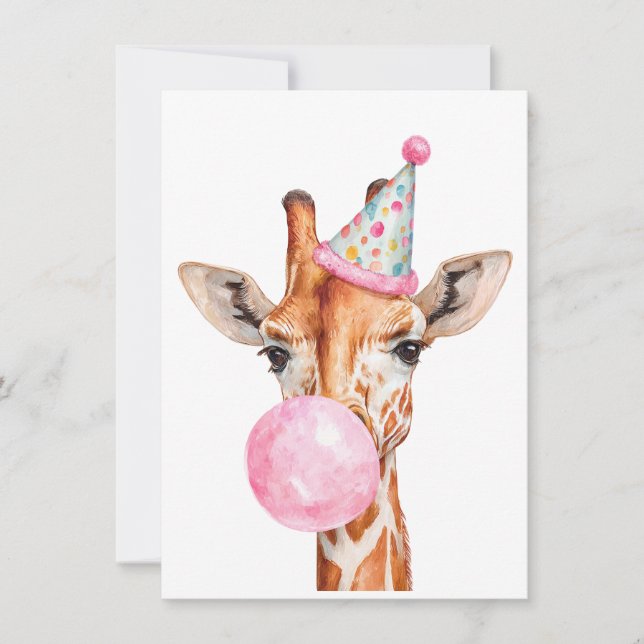 Tarjeta de cumpleaños de jirafa linda (Anverso)