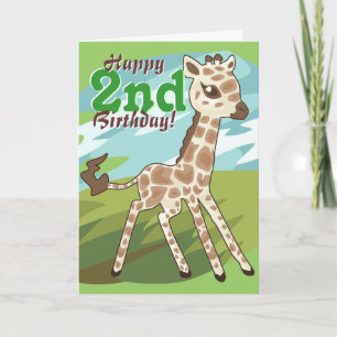 Tarjeta de cumpleaños de jirafa linda