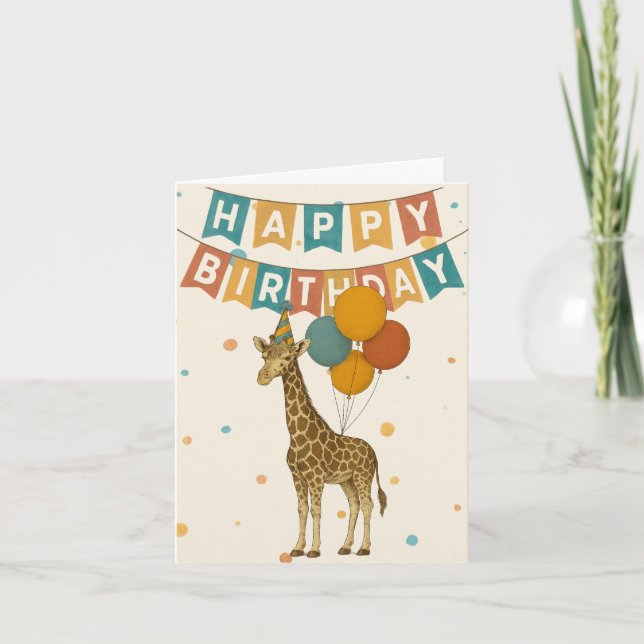 Tarjeta de cumpleaños de jirafa – Lindo animal de  (Anverso)