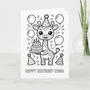 tarjeta de cumpleaños de jirafa plegada para color