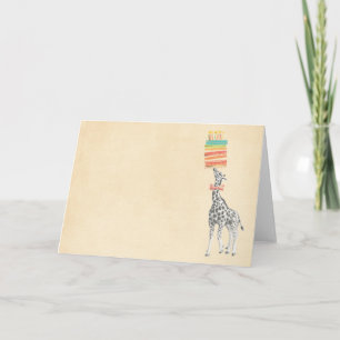 Tarjeta de cumpleaños de jirafa y pastel