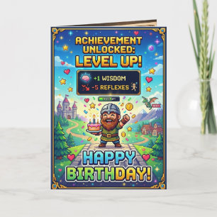 Tarjeta de cumpleaños de juego de píxeles Sube de 