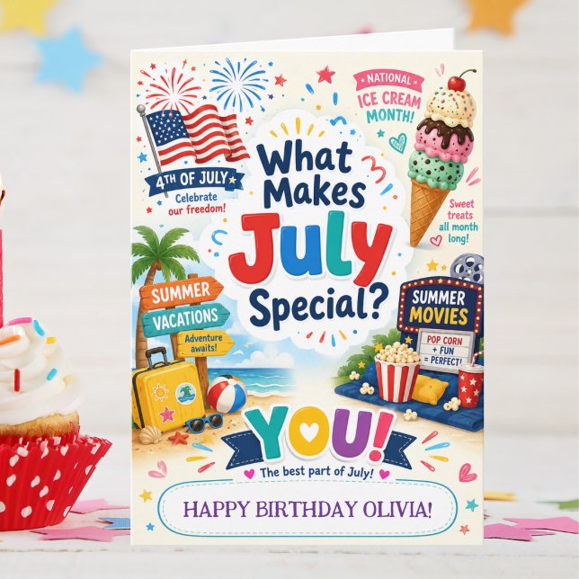 Tarjeta de cumpleaños de julio para niña Verano di (Subido por el creador)