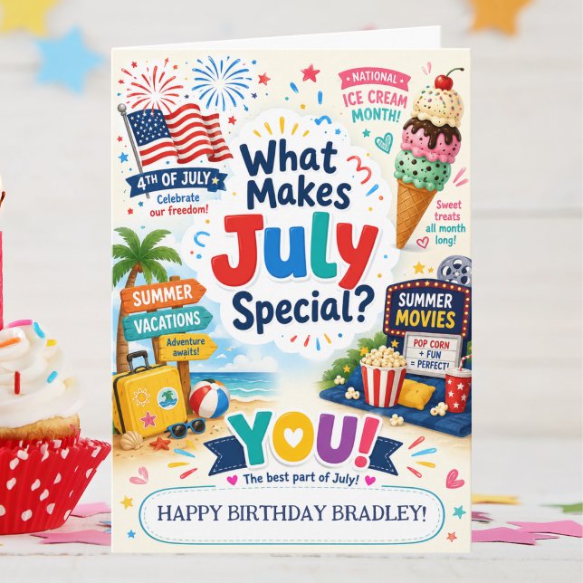 Tarjeta de cumpleaños de julio para niño Diversión (Subido por el creador)