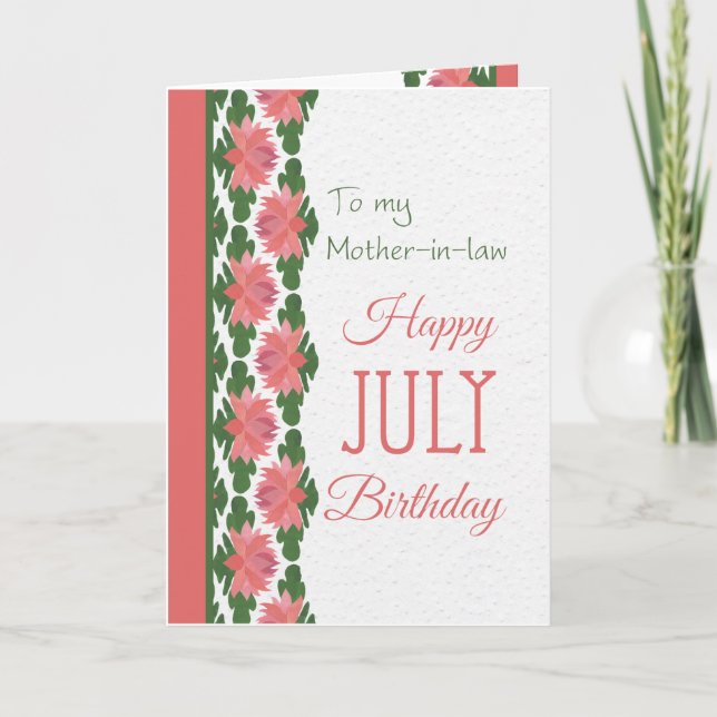 Tarjeta de cumpleaños de julio para suegra, Water  (Anverso)