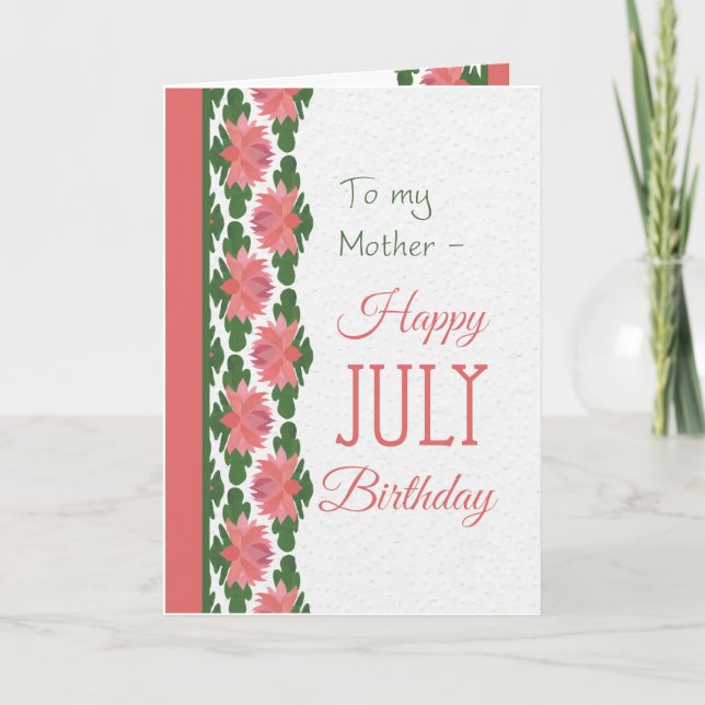 Tarjeta de cumpleaños de julio para una madre y un (Anverso)