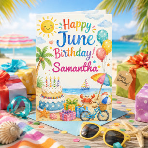 Tarjeta de cumpleaños de junio feliz para niñas pl