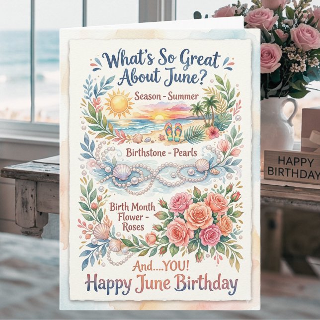Tarjeta de cumpleaños de junio Rosas Perlas Coster (Subido por el creador)