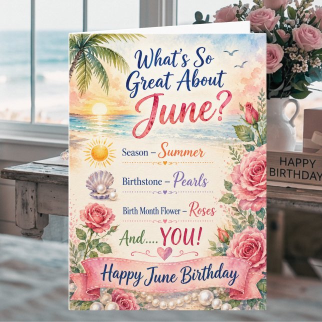 Tarjeta de Cumpleaños de Junio Rosas y Perlas Vera (Subido por el creador)