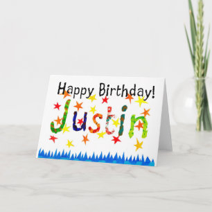 Tarjeta de cumpleaños de "Justin"