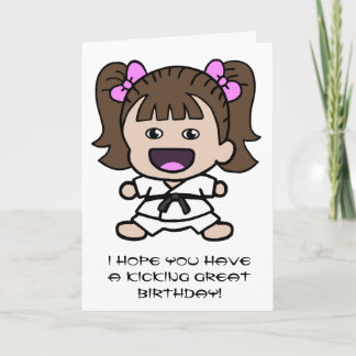 Tarjeta de cumpleaños de Karate para chicas