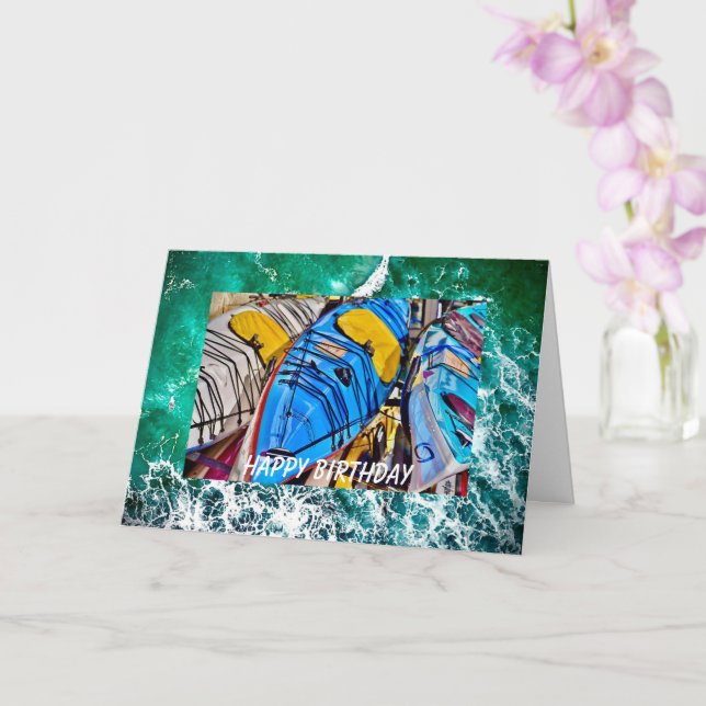 Tarjeta de cumpleaños de kayak, tarjeta de felicit (Orquídea)