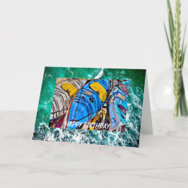 Tarjeta de cumpleaños de kayak, tarjeta de felicit