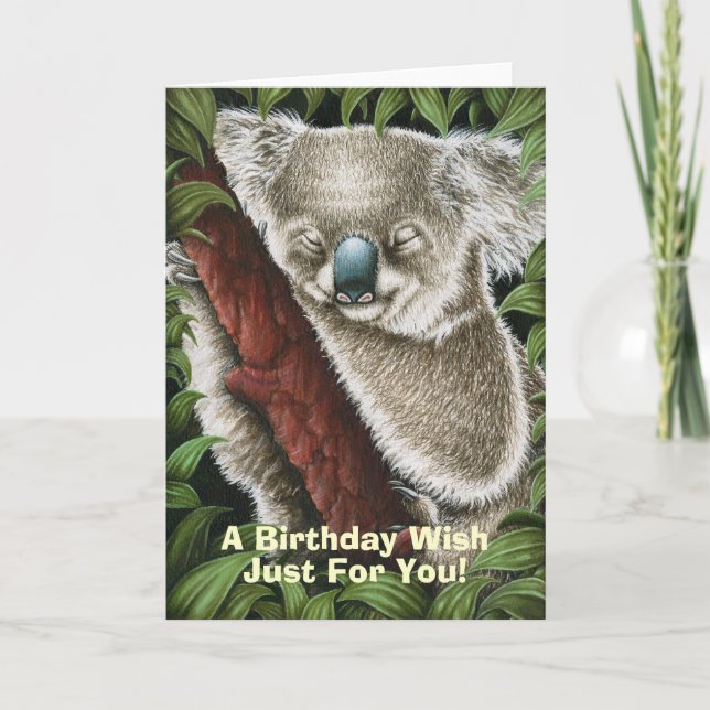 Tarjeta de cumpleaños de Koala durmiendo (Anverso)