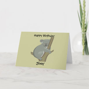 Tarjeta de cumpleaños de koala personalizada para