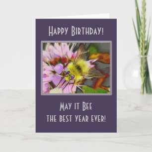 Tarjeta de cumpleaños de la abeja de la miel