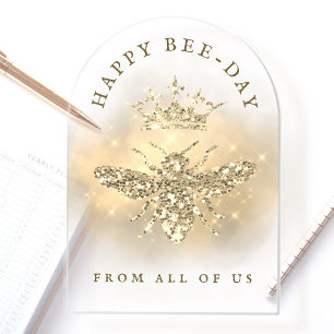 Tarjeta de cumpleaños de la abeja reina brillo