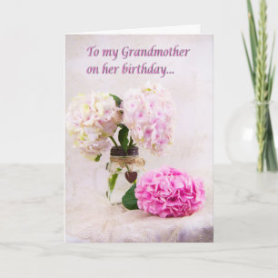 Tarjeta de cumpleaños de la abuela con hortensias