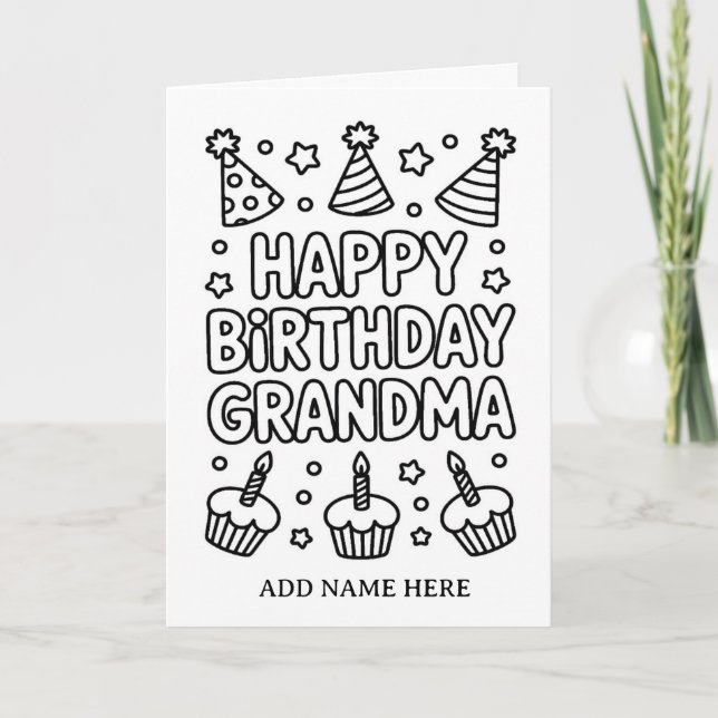 tarjeta de cumpleaños de la abuela plegable para c (Anverso)