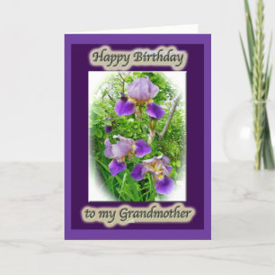 Tarjeta de cumpleaños de la abuela Purple Iris Tri