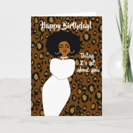 Tarjeta de cumpleaños de la afroamericana Lady Leo