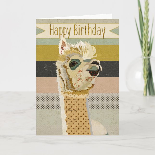 Tarjeta de cumpleaños de la alpaca (Anverso)