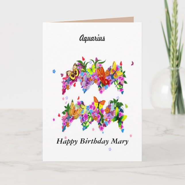 Tarjeta de cumpleaños de la astrología del acuario (Anverso)