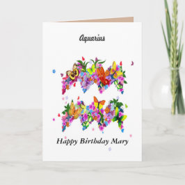 Tarjeta de cumpleaños de la astrología del acuario