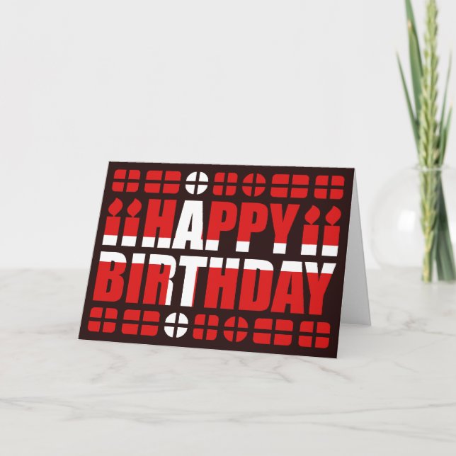 Tarjeta de cumpleaños de la bandera de Dinamarca (Anverso)