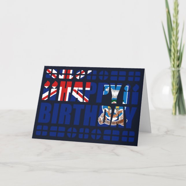 Tarjeta de cumpleaños de la bandera de las Islas M (Anverso)