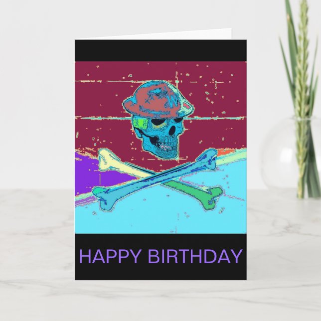 Tarjeta de cumpleaños de la bandera pirata del (Anverso)