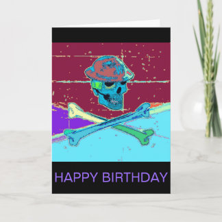 Tarjeta de cumpleaños de la bandera pirata del