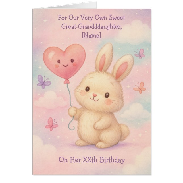 Tarjeta de cumpleaños de la bisnieta completamente (Frente)