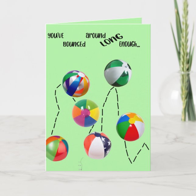 TARJETA DE CUMPLEAÑOS DE LA BOLA DE PLAYA (Anverso)