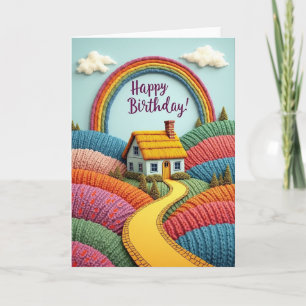 Tarjeta de cumpleaños de la casa de lana alegre