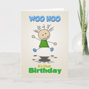 Tarjeta de cumpleaños de la chica del stick