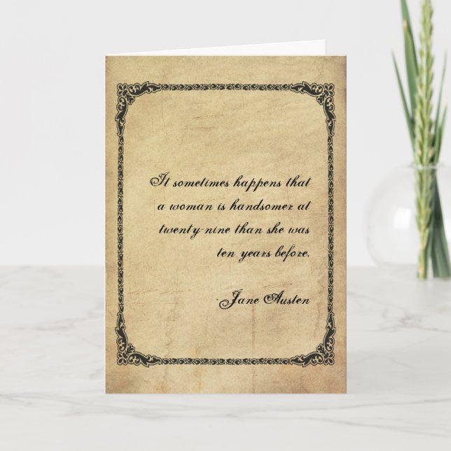 Tarjeta de cumpleaños de la cita de Jane Austen (Anverso)