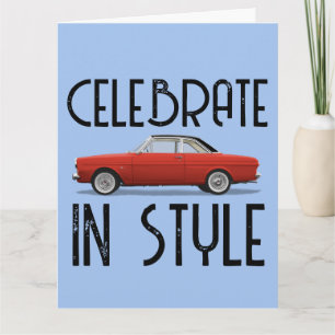 TARJETA DE CUMPLEAÑOS DE LA COPA ROJA DEL COCHE CL
