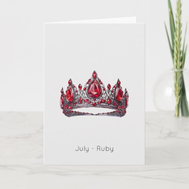 Tarjeta de cumpleaños de la Corona Birthstone Ruby (Anverso)