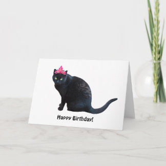 Tarjeta de cumpleaños de la corona rosa del gato n