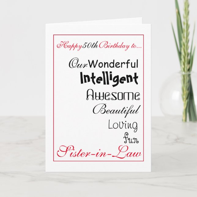 tarjeta de cumpleaños de la cuñada. 50.o (Anverso)