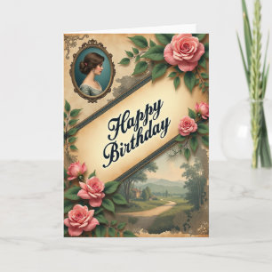 Tarjeta de cumpleaños de la dama floral