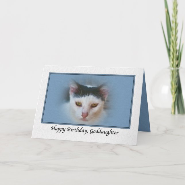 Tarjeta de cumpleaños de la diosa con un gato (Anverso)