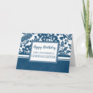 Tarjeta de cumpleaños de la diosa floral azul de l